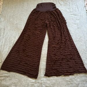 L&B Lucky and Blessed brown ruffle flared pants